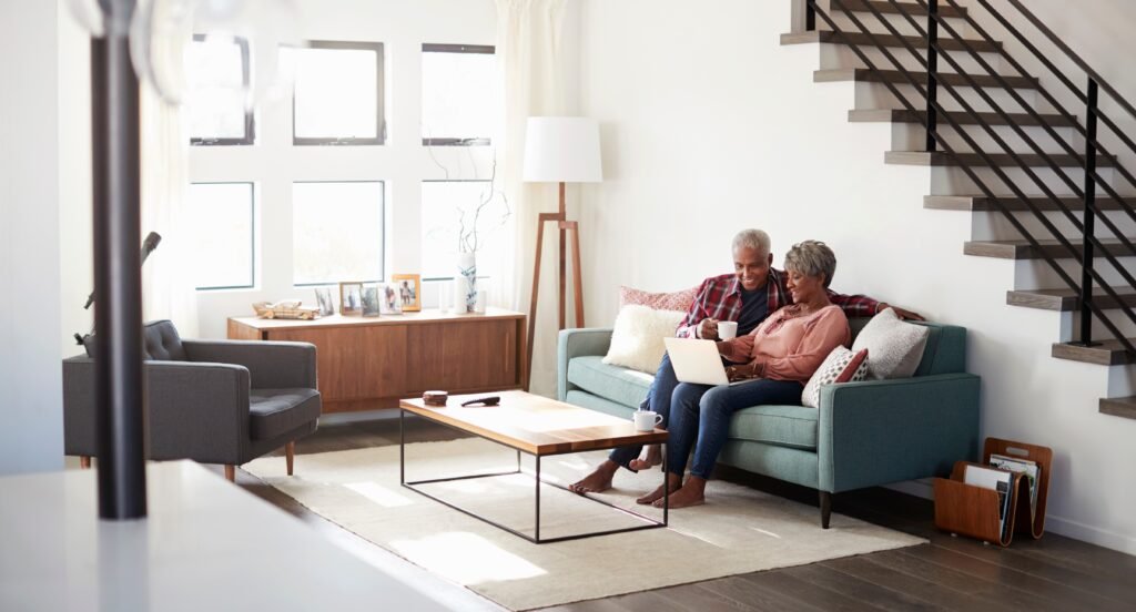 Senior couple planning long-term care at home