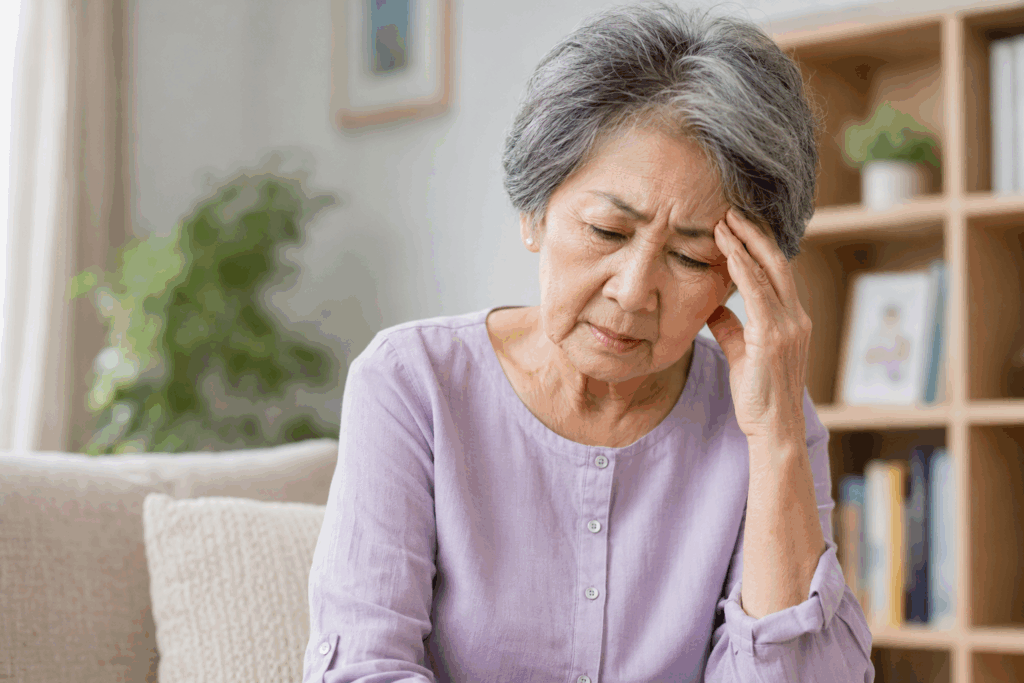 Older woman experiencing dizziness and fatigue
